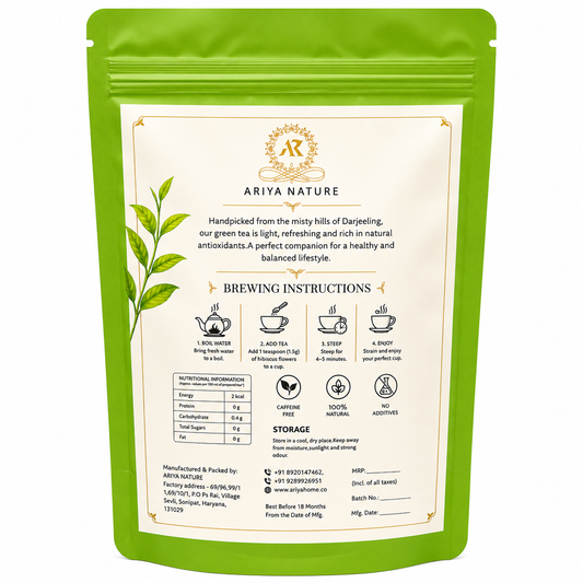Ariya Nature Darjeeling Green Tea 50g | Premium Natural Green Tea Leaves