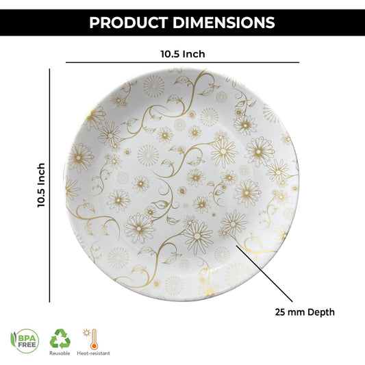 Ariya 10.5" Melamine Dinner Plates Set of 24 – Golden Blossom