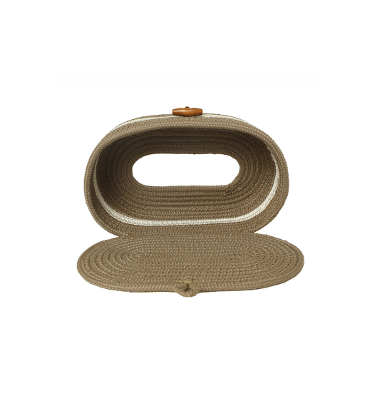 Ariya Cotton Tissue Box Holder – Oval Beige Wooden Button