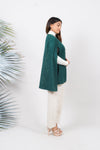 Ariya Threads Green Frost Tweed Overlay Cape – Stylish Winter Outerwear
