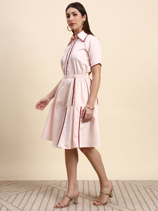 Rosé Line Midi Dress (Blush Pink)