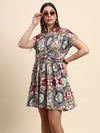 Aura Ivory Hakoba Embroidered Dress (Multi Print)