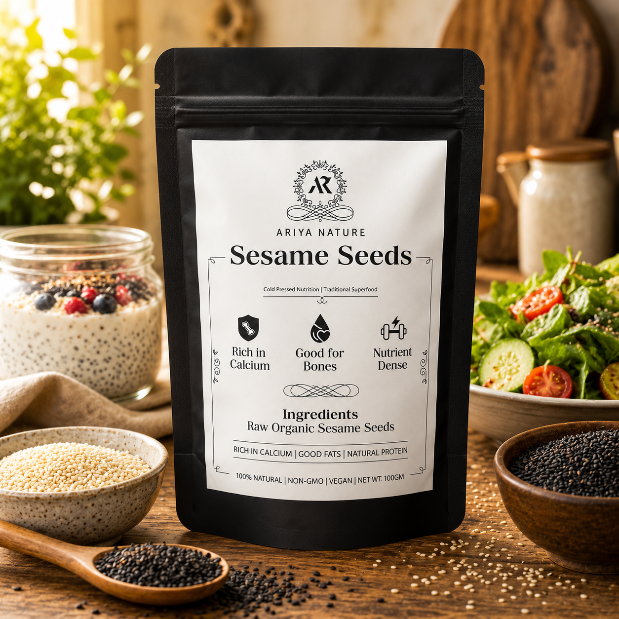 Ariya Nature Raw Sesame Seeds 100g | Premium Natural Non-GMO Sesame Seeds