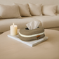 Ariya Cotton Tissue Box Holder – Oval Beige Wooden Button