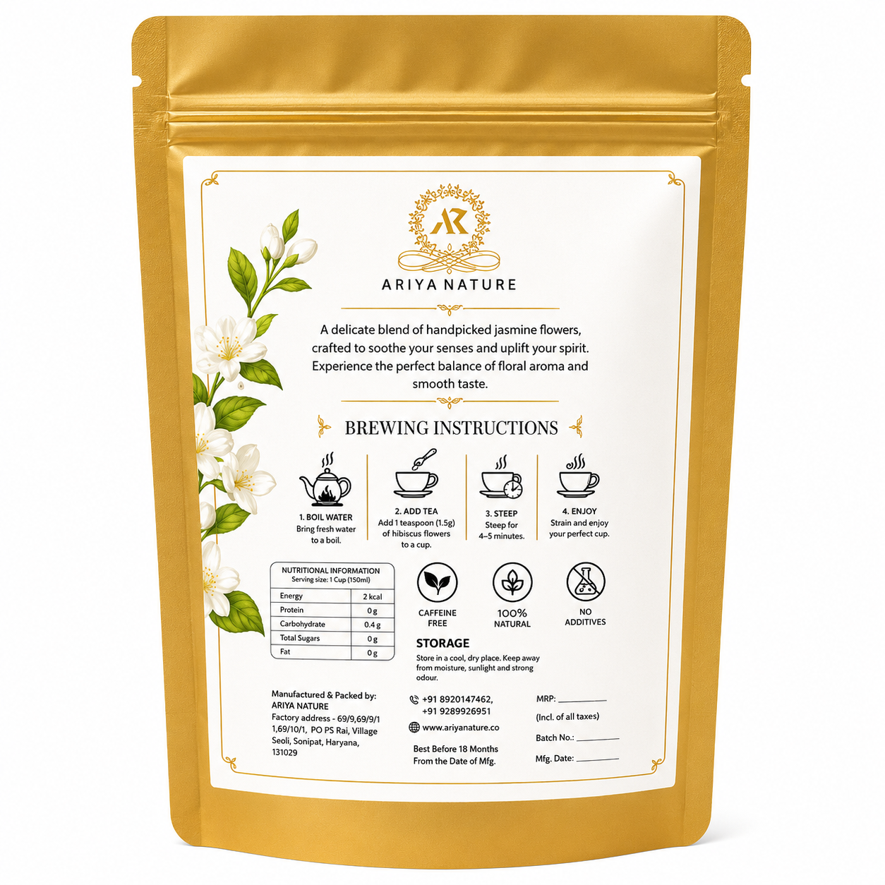 Ariya Nature Basil Seeds (Sabja) 150g | Premium Natural Sweet Basil Seeds