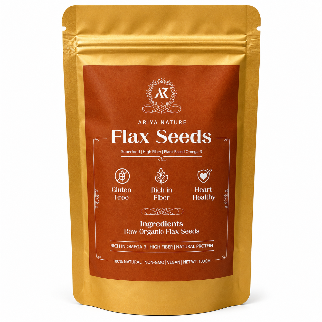 Ariya Nature Flax Seeds 100g | Premium Natural Non-GMO Raw Flax Seeds