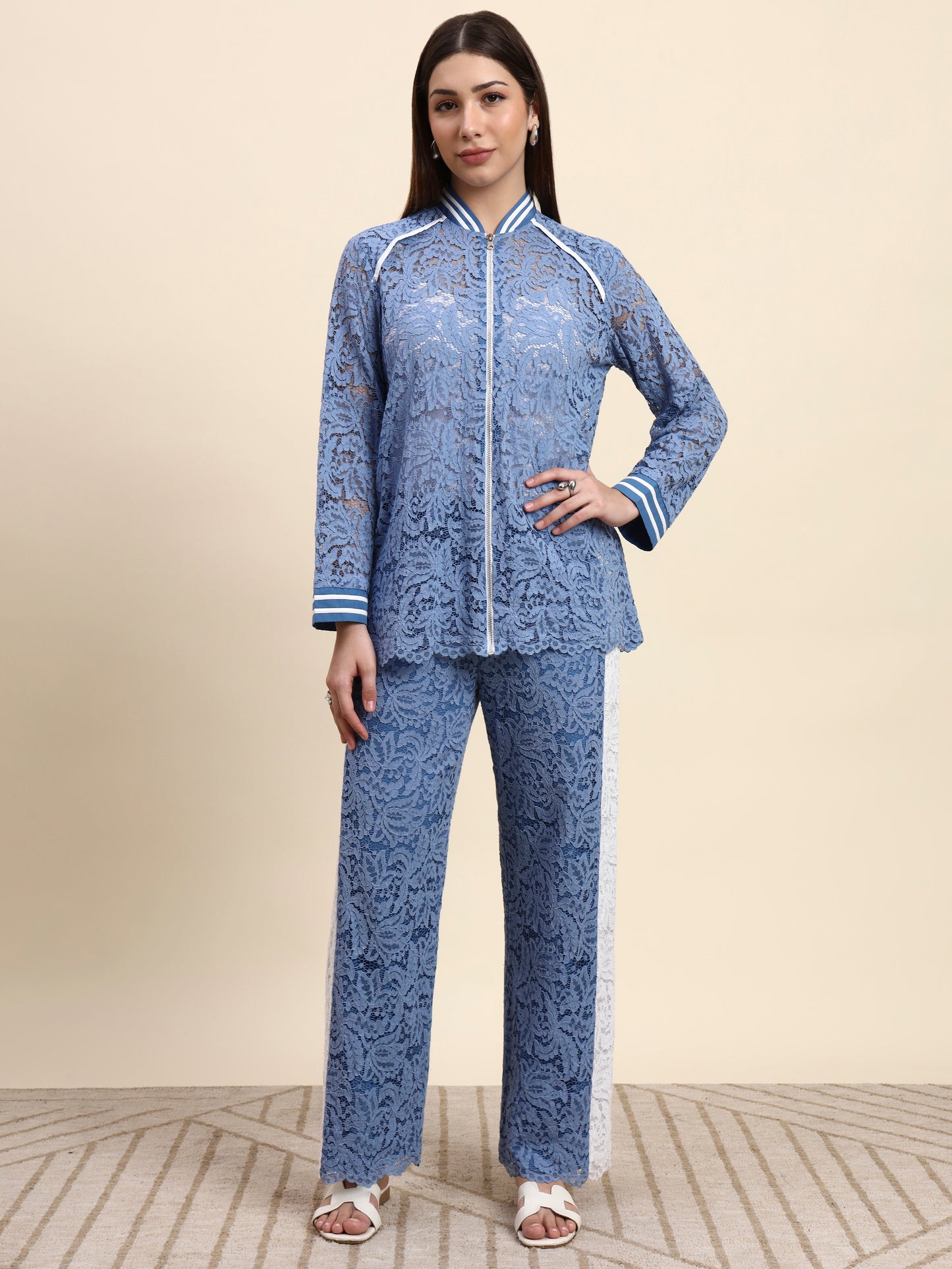 Ariya Threads Azure Lace Co-ord Set (Powder Blue)