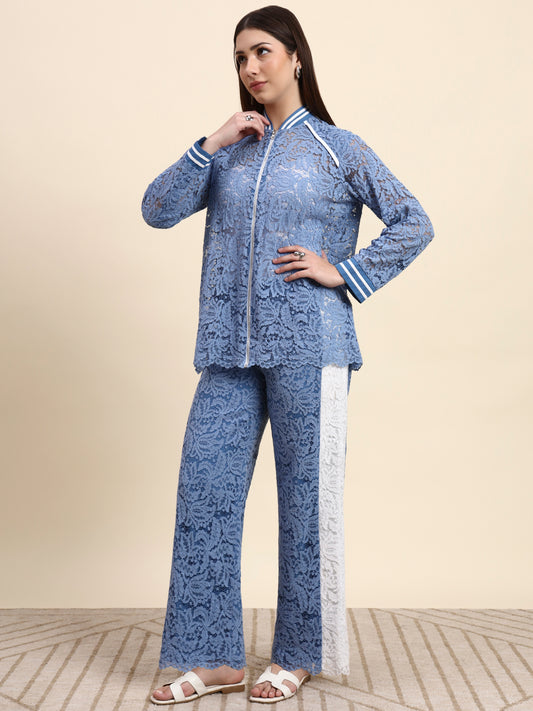 Ariya Threads Azure Lace Co-ord Set (Powder Blue)