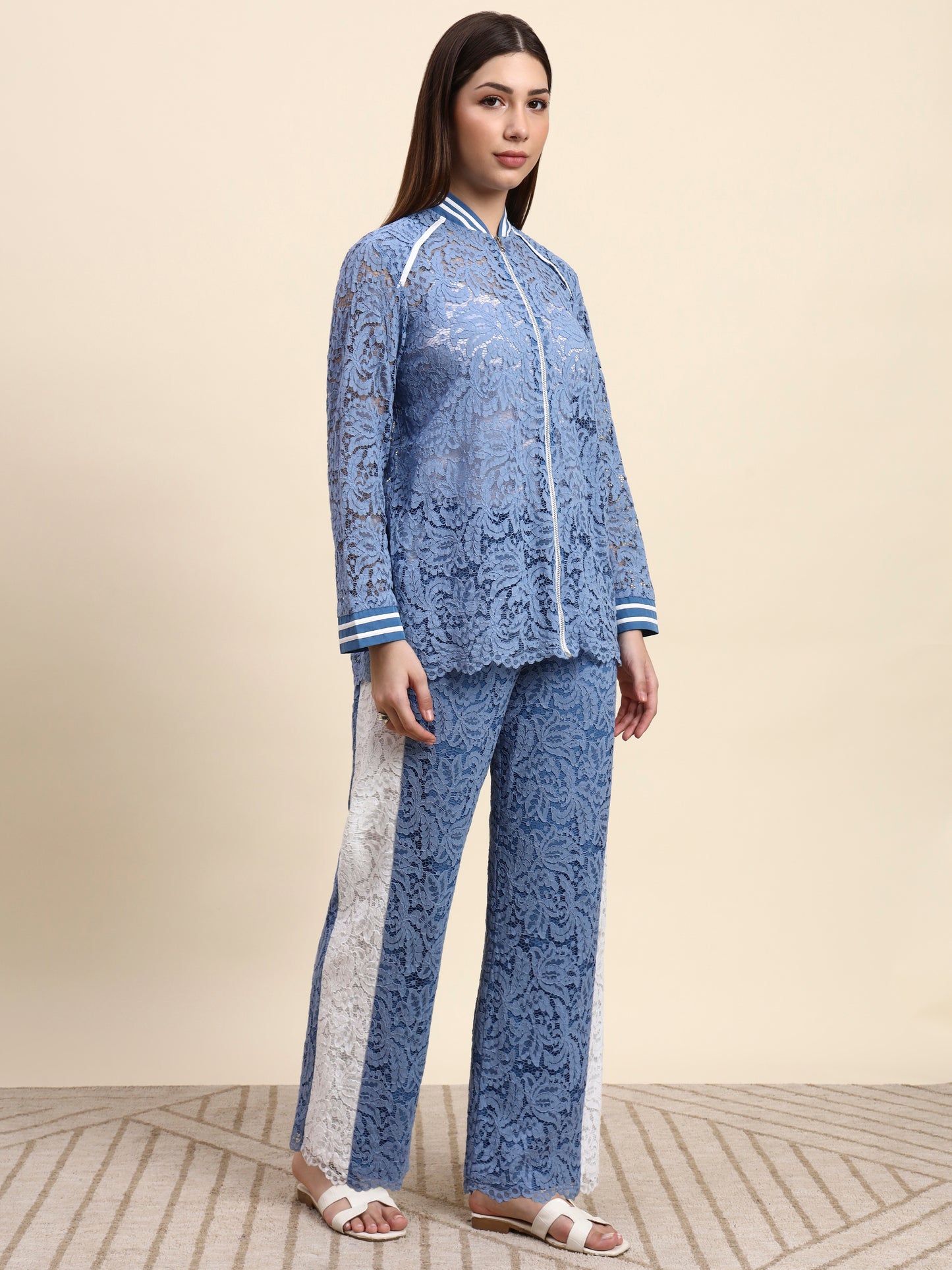 Ariya Threads Azure Lace Co-ord Set (Powder Blue)