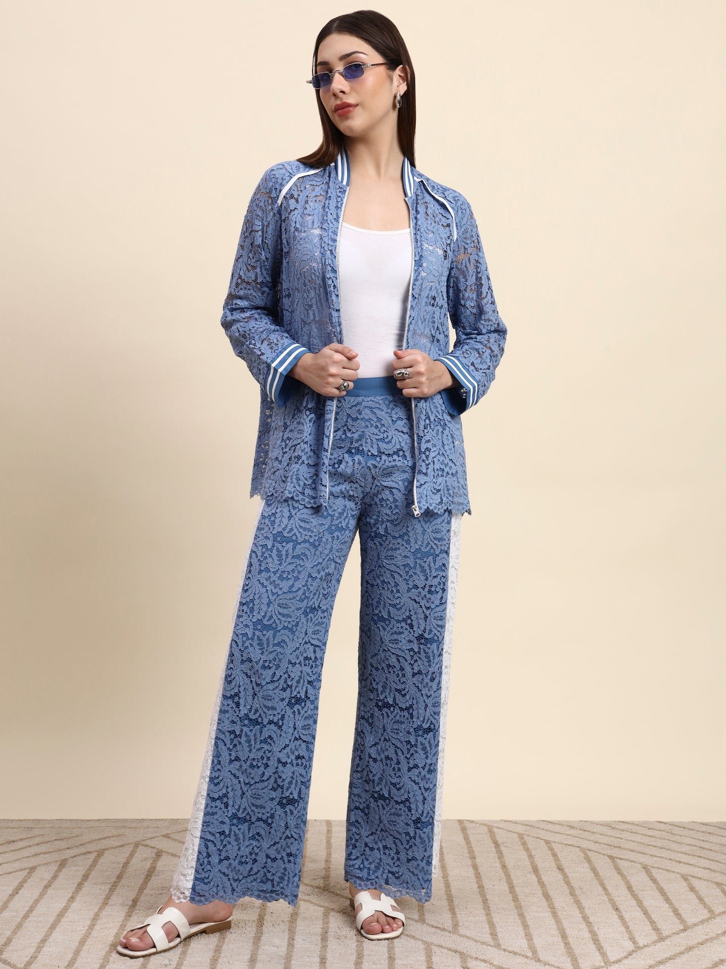 Ariya Threads Azure Lace Co-ord Set (Powder Blue)