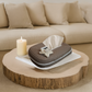 Ariya Cotton Tissue Box Holder – Oval Beige - White Line