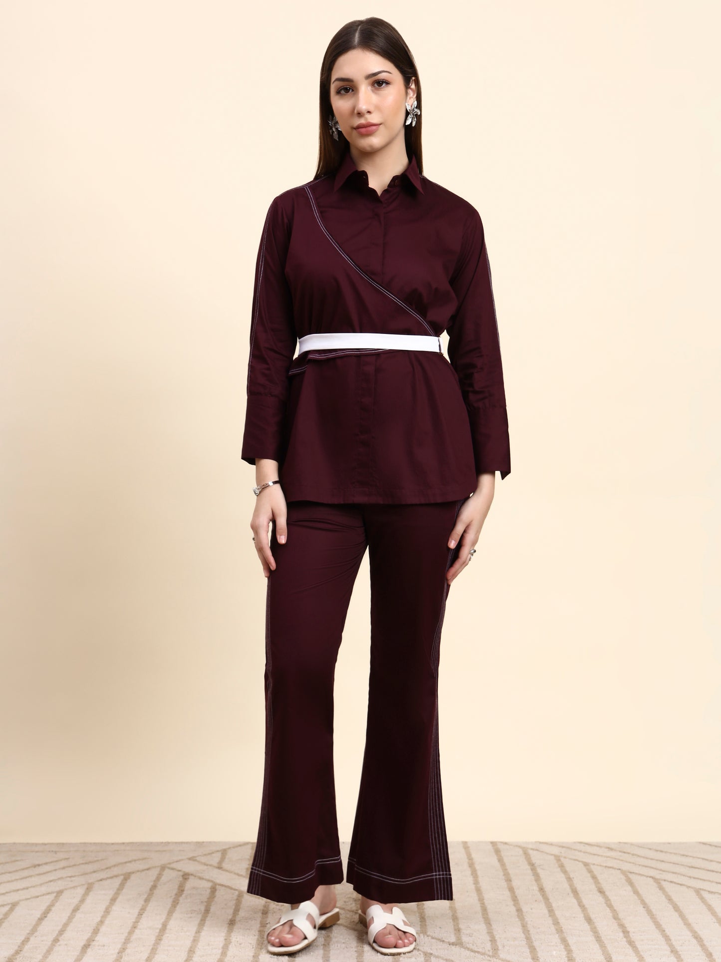 Ariya Threads Veloura Co-ord Set (Wine Berry)