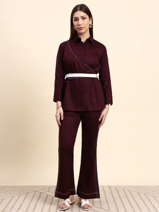Ariya Threads Veloura Co-ord Set (Wine Berry)