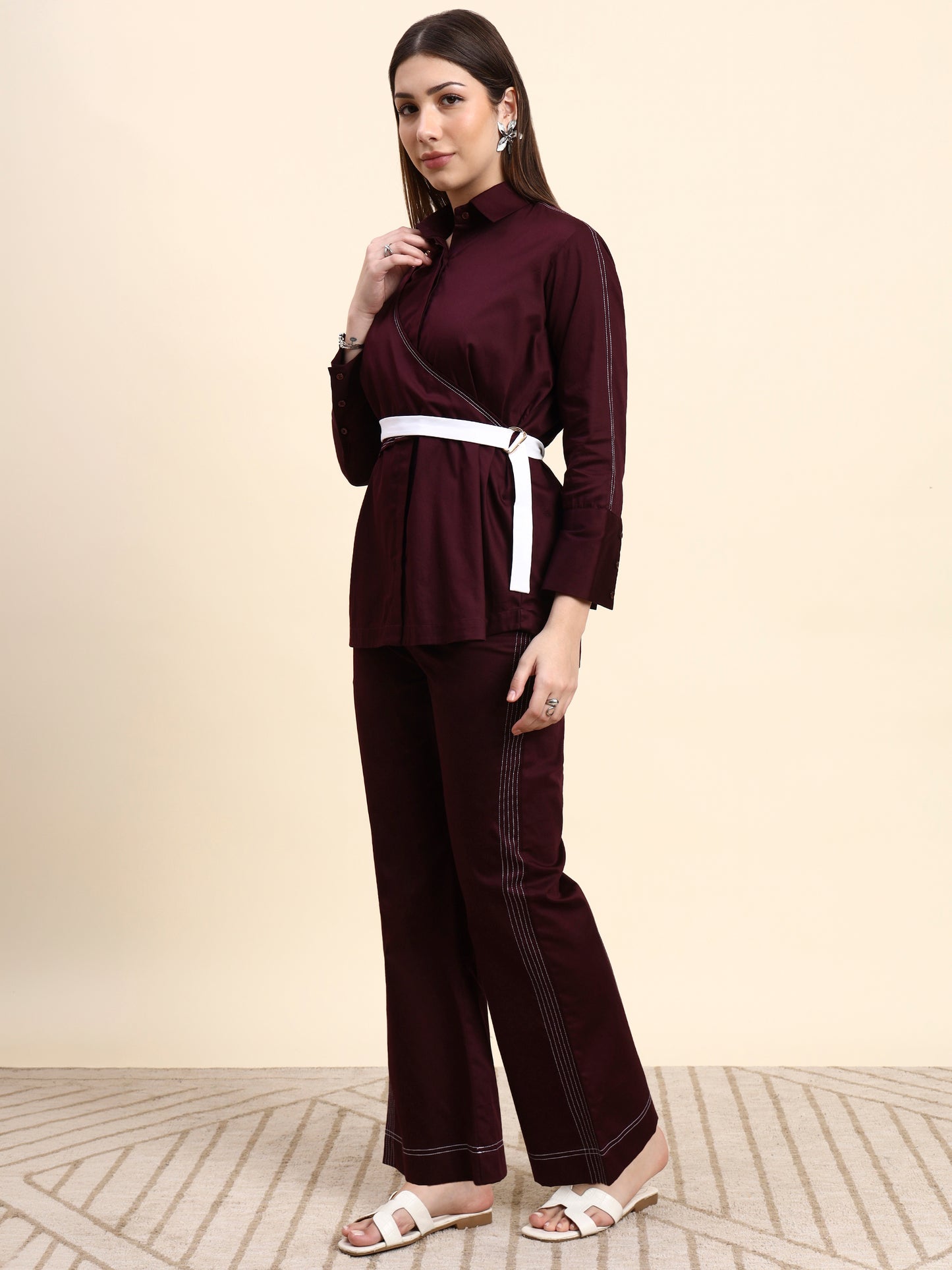 Ariya Threads Veloura Co-ord Set (Wine Berry)