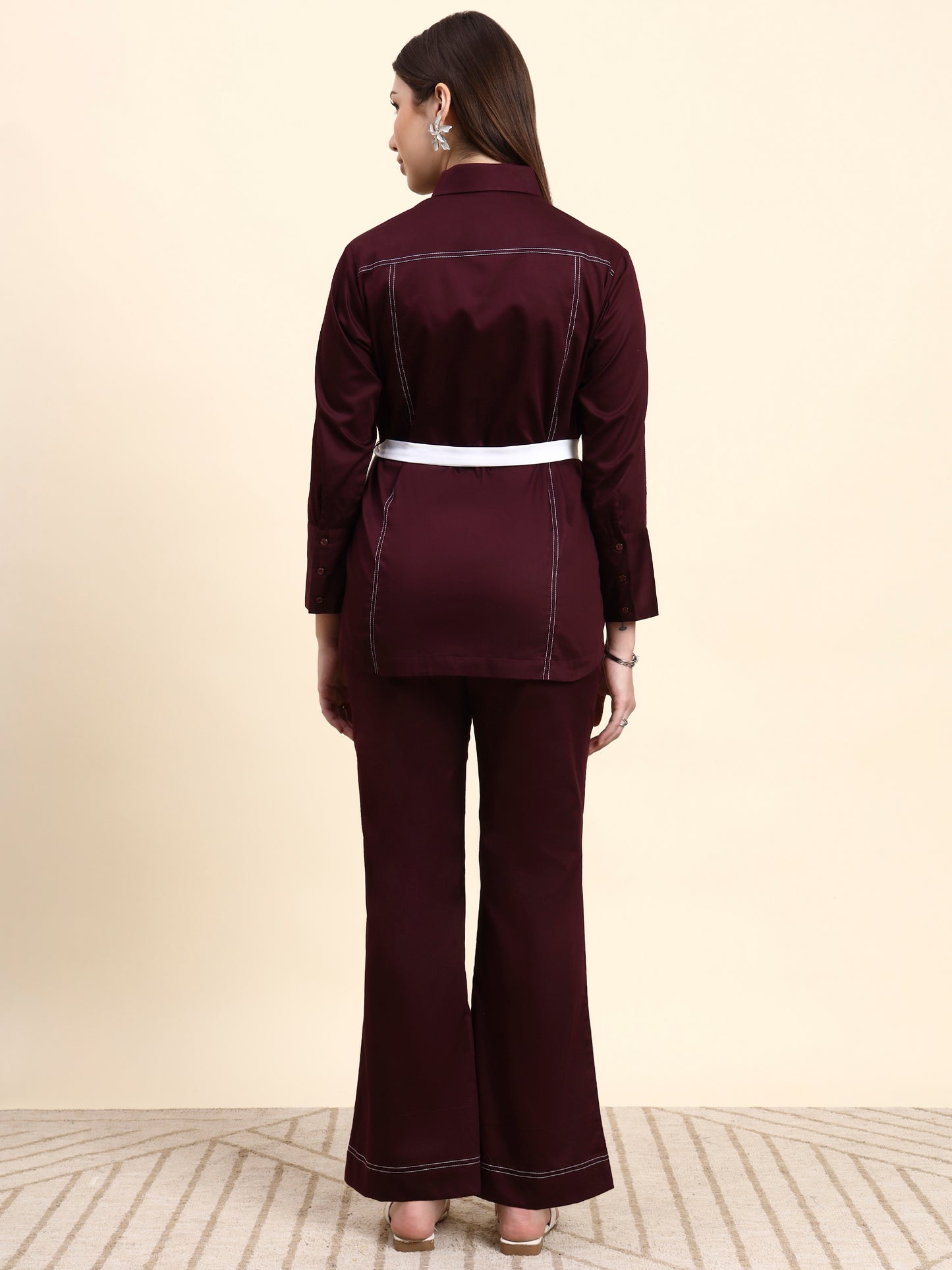 Ariya Threads Veloura Co-ord Set (Wine Berry)