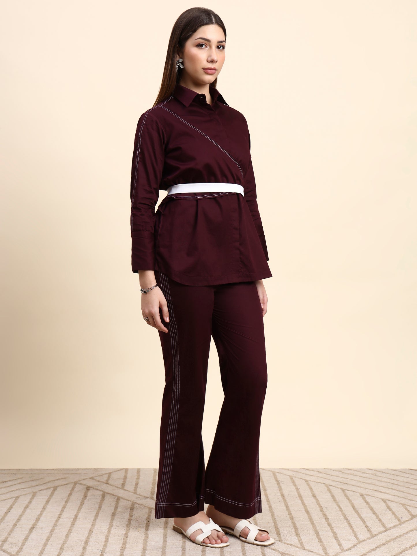 Ariya Threads Veloura Co-ord Set (Wine Berry)