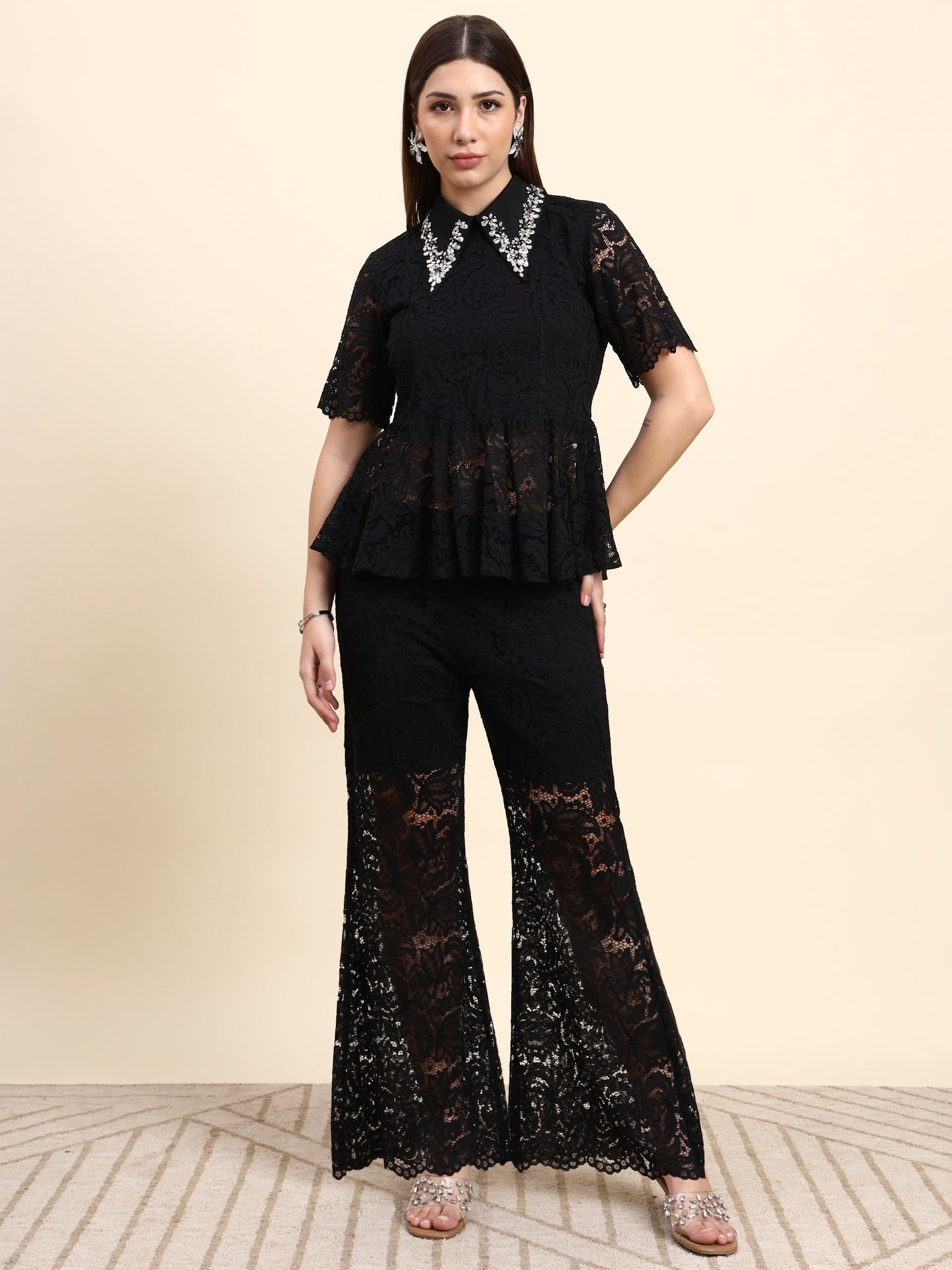 Ariya Threads Noir Black Lace Co-ord Set