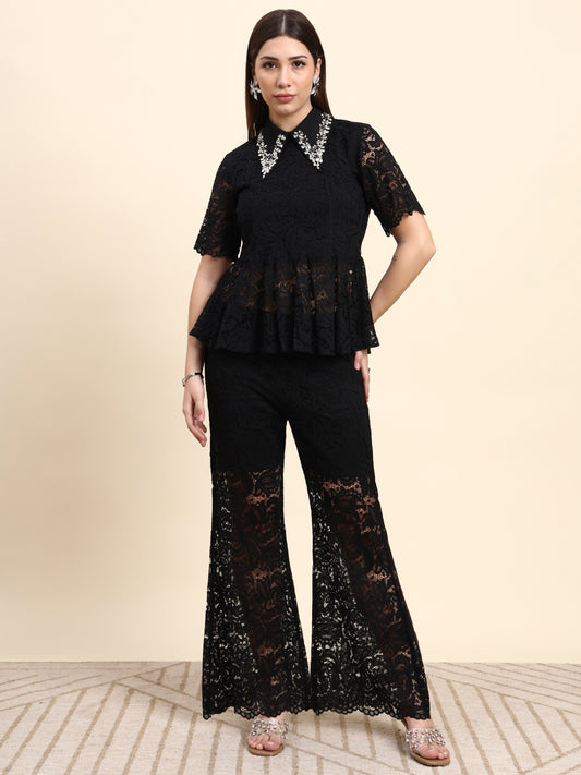 Ariya Threads Noir Black Lace Co-ord Set