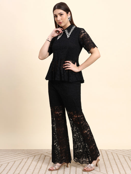 Ariya Threads Noir Black Lace Co-ord Set