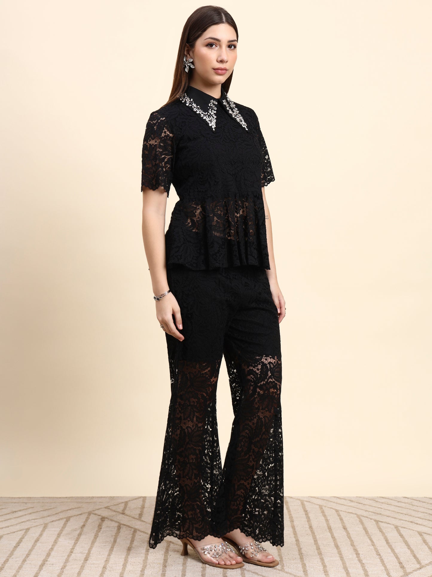 Ariya Threads Noir Black Lace Co-ord Set