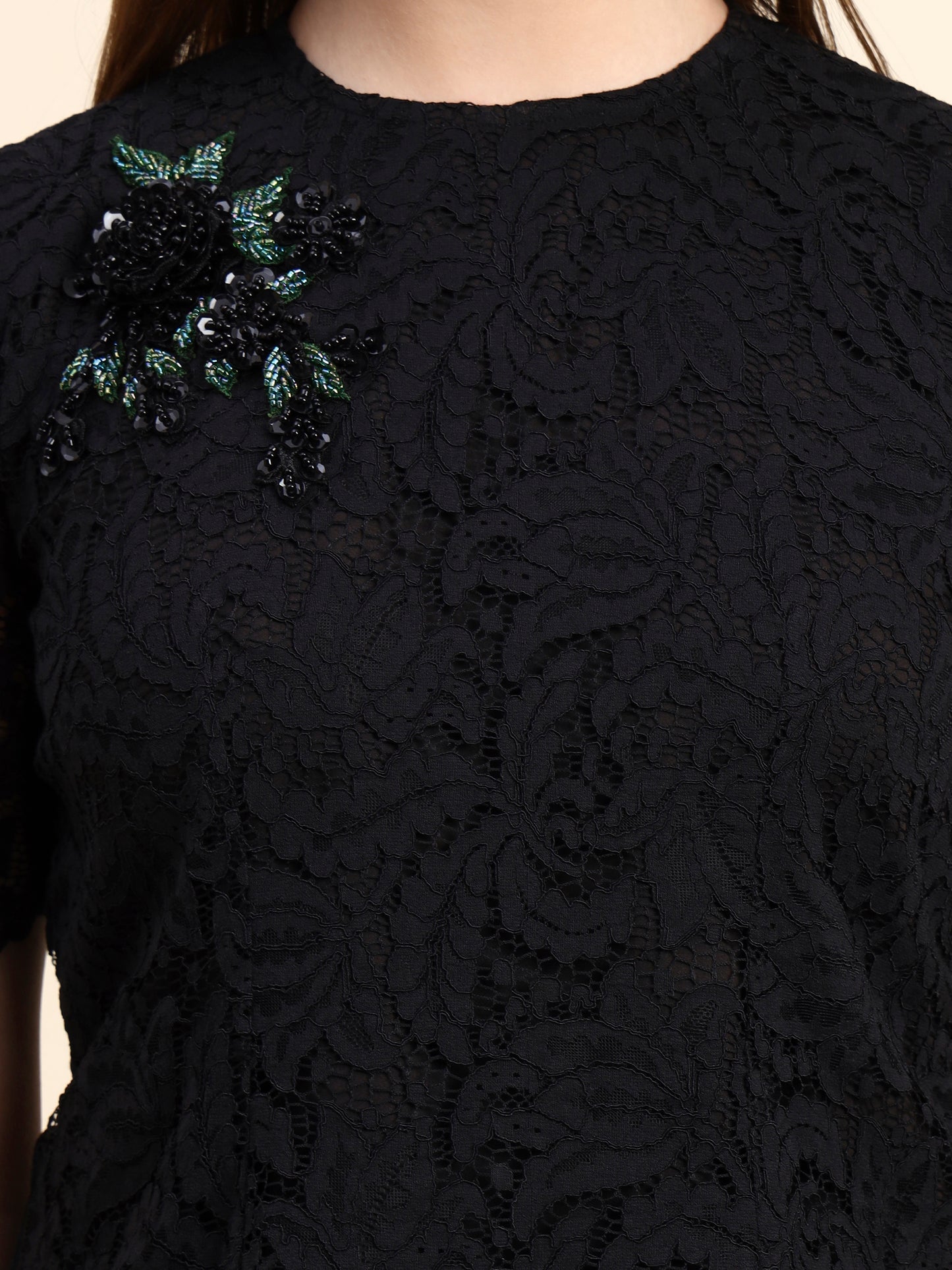 Ariya Threads Midnight Bloom Lace Co-ord Set (Black)