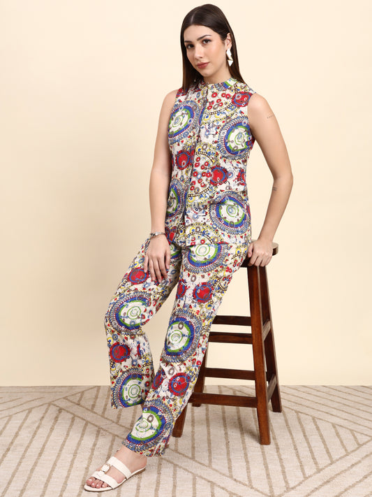 Ivory Hakoba Embroidered Co-ord Set