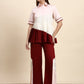 Ariya Threads Elegant Pleated Co-ord Set (Blush & Wine)