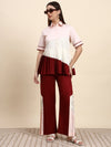 Ariya Threads Elegant Pleated Co-ord Set (Blush & Wine)