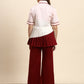 Ariya Threads Elegant Pleated Co-ord Set (Blush & Wine)