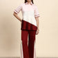 Ariya Threads Elegant Pleated Co-ord Set (Blush & Wine)