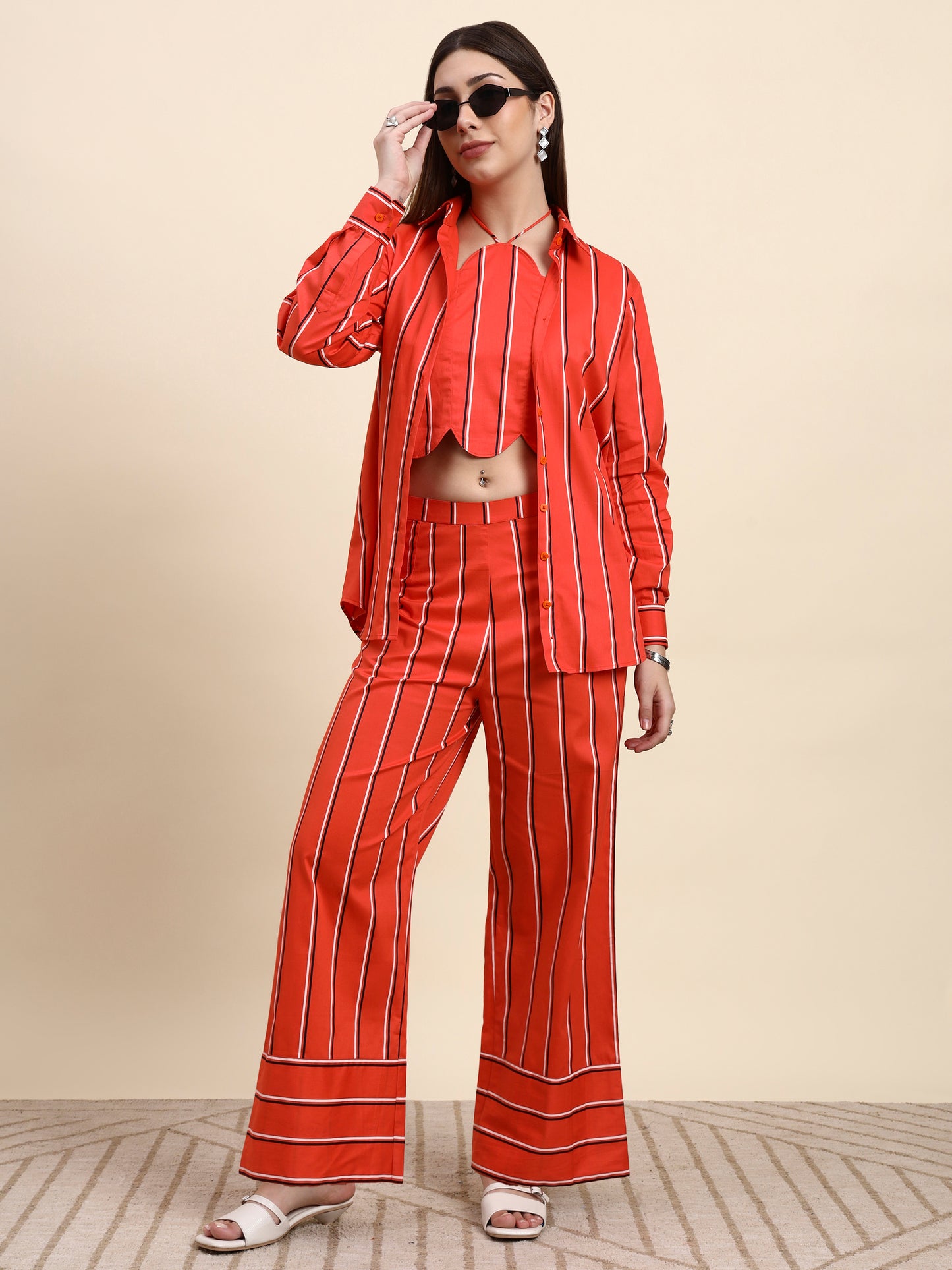 Ariya Threads Scarlet Stripe Co-ord Set