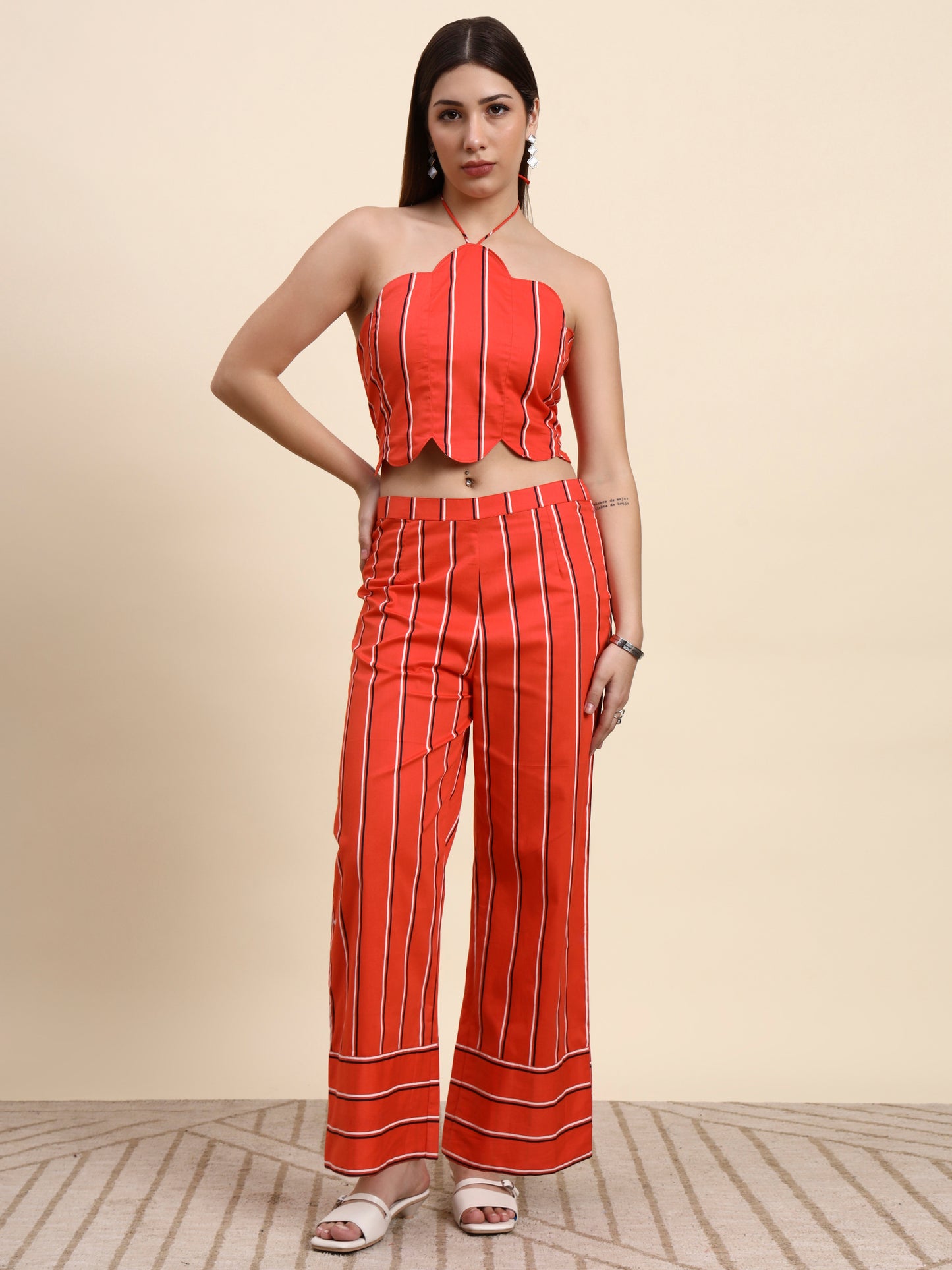 Ariya Threads Scarlet Stripe Co-ord Set