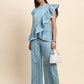 Ariya Threads Striped Ruffle Co-ord Set (Powder Blue)