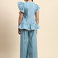 Ariya Threads Striped Ruffle Co-ord Set (Powder Blue)