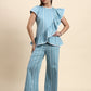 Ariya Threads Striped Ruffle Co-ord Set (Powder Blue)
