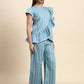Ariya Threads Striped Ruffle Co-ord Set (Powder Blue)