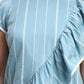 Ariya Threads Striped Ruffle Co-ord Set (Powder Blue)