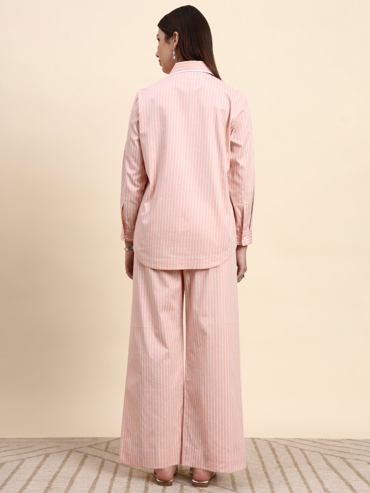 Ariya Threads Striped Co-ord Set (Blush Pink)