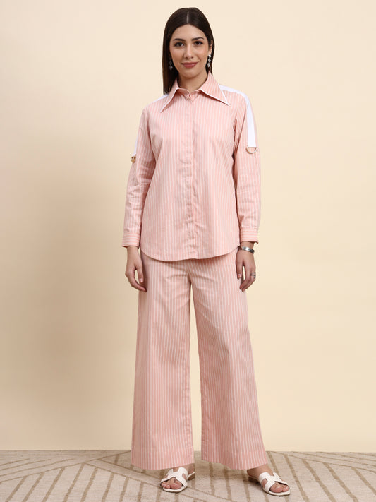 Ariya Threads Striped Co-ord Set (Blush Pink)