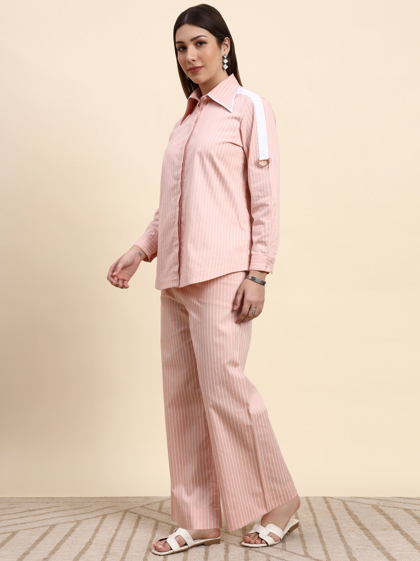 Ariya Threads Striped Co-ord Set (Blush Pink)