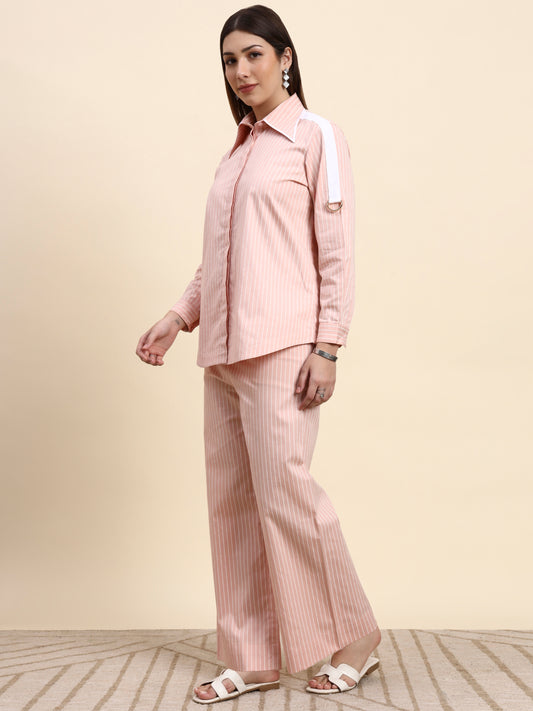 Ariya Threads Striped Co-ord Set (Blush Pink)