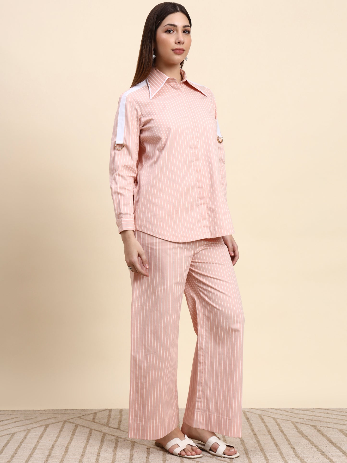 Ariya Threads Striped Co-ord Set (Blush Pink)