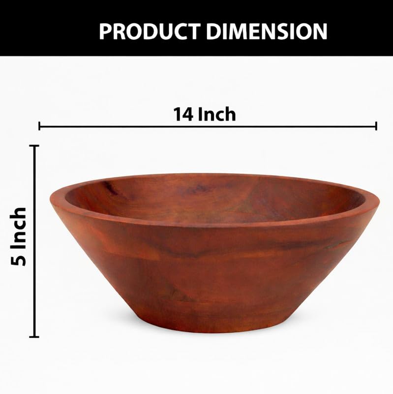 Ariya 14" Acacia Wood Salad Bowl – Handmade, Durable & Elegant for Kitchen & Dining