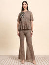 Ariya Threads Lace Peplum Co-ord Set (Taupe Beige)