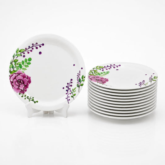 Ariya 11 Inch Melamine Dinner Plate Rosy Vine Collection Set of 12