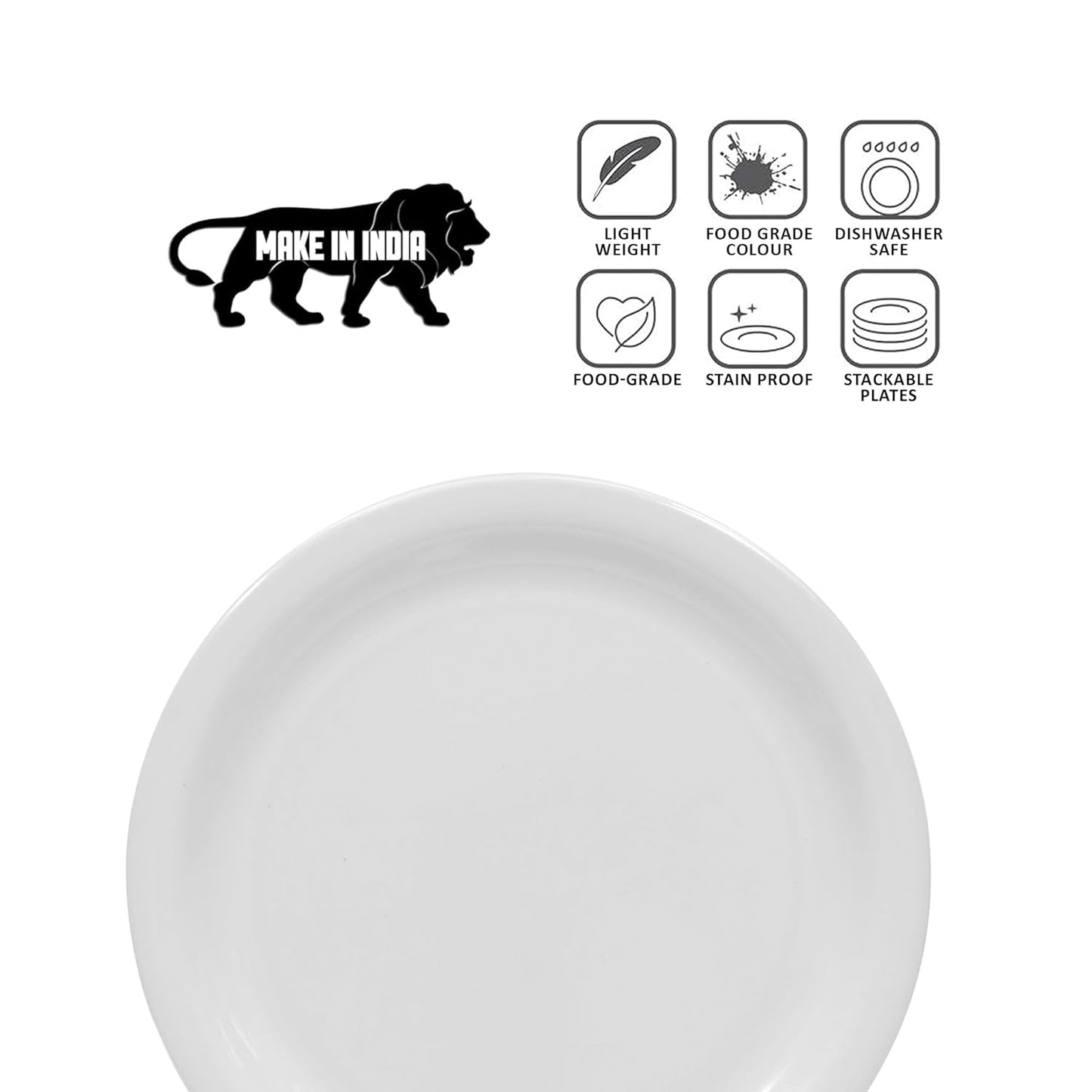 Ariya Melamine Dinner Plates 11 Inch Set of 12 | White