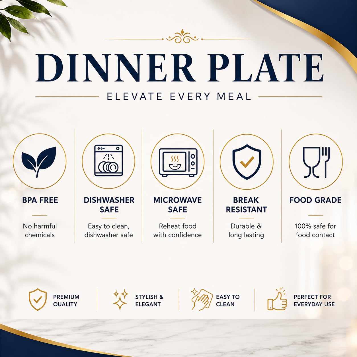 Ariya 11 Inch Melamine Dinner Plate Rosy Vine Collection Set of 12