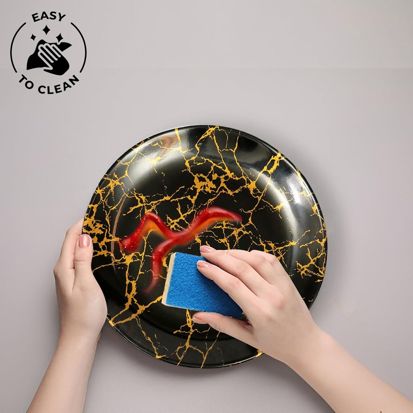 Ariya 10.5" Melamine Dinner Plates Set of 24 – Golden Thunder