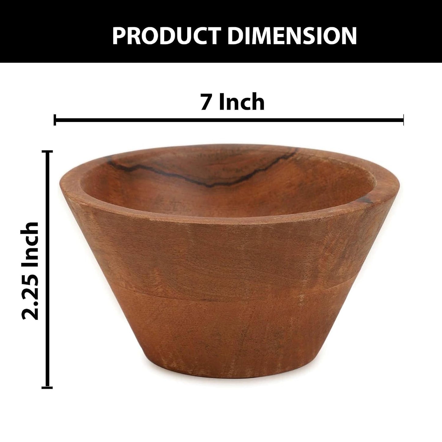 Ariya 7" Acacia Wood Salad Bowl – Handmade, Durable & Elegant for Kitchen & Dining