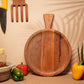 Ariya 10 x 10 Inch Acacia Wooden Round Serving Tray with Handle